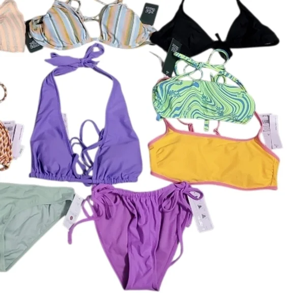 NWT Wild Fable/Shade & Shore 10 PC Bikini Top/Bottom Swim Collection Lot S 4-6 - Picture 2 of 6